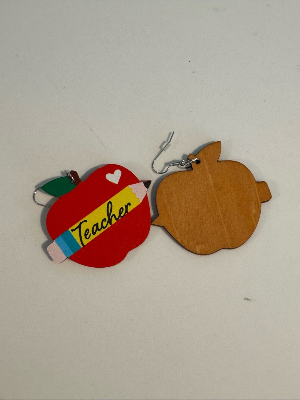 Colorful Teacher-Earrings Set - Rainbow, Apple & Pencil Designs - Picture 3 of 8